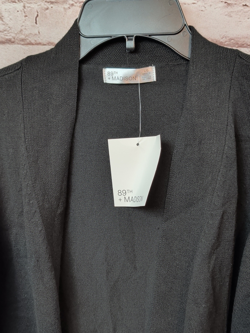 89th + Madison Black Open-Front Women's Cardigan Sweater Large New Nwt - Picture 4 of 7